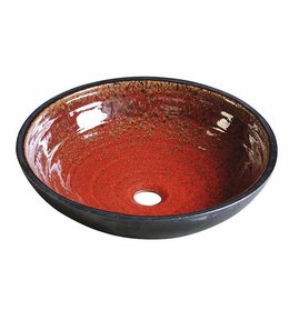 ATTILA keramické umyvadlo, průměr 43cm, tomatová červeň/petrolejová DK007