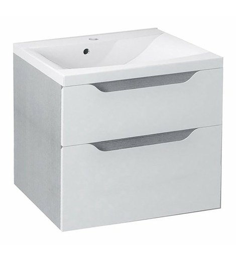 WAVE umyvadlová skříňka 60x65x47,8cm, bílá/dub stříbrný