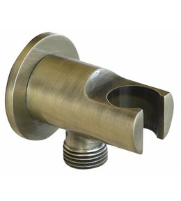Držák sprchy kulatý, pevný, s vyústěním, bronz 981M6