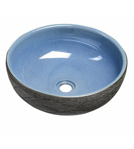 PRIORI keramické umyvadlo na desku, Ø 41 cm, modrá/šedá