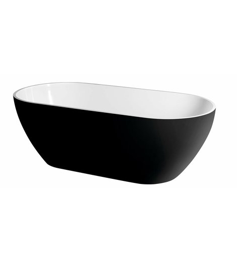 REDUTA volně stojící vana litý mramor 150x75x46cm, černá/bílá