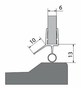 Těsnění na dveře (okapnička) na 6mm sklo, 1000mm 309D-06