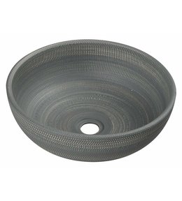 PRIORI keramické umyvadlo na desku, Ø 41 cm, šedá se vzorem PI024