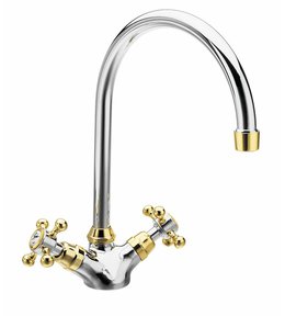 ANTEA stojánková dřezová baterie, výška 275mm, chrom/zlato