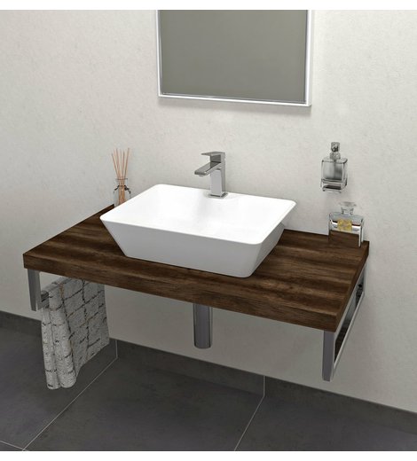 AVICE deska pod umyvadlo 90x50cm, tl.5cm, dub tmavý