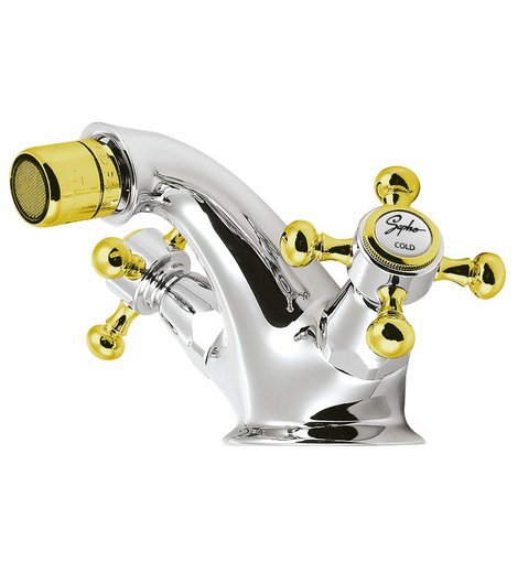 ANTEA stojánková bidetová baterie s výpustí, chrom/zlato