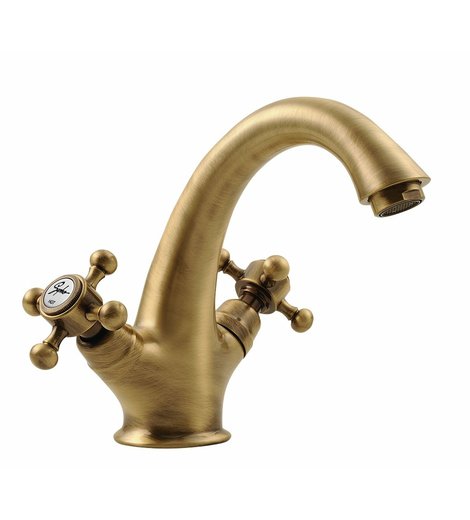 ANTEA stojánková umyvadlová baterie vysoká s výpustí, bronz