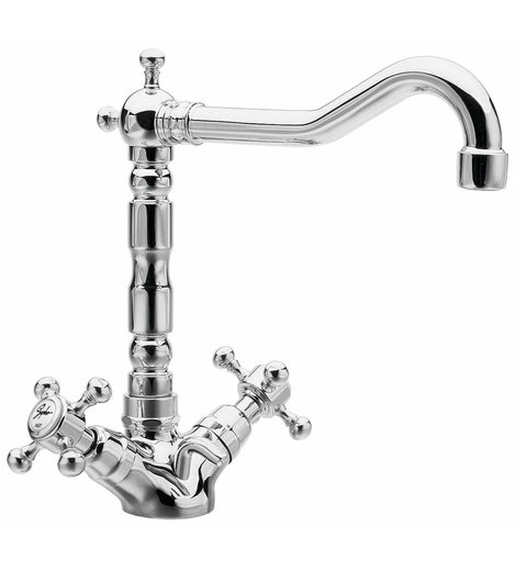 ANTEA stojánková umyvadlová baterie s retro hubicí s výpustí, chrom