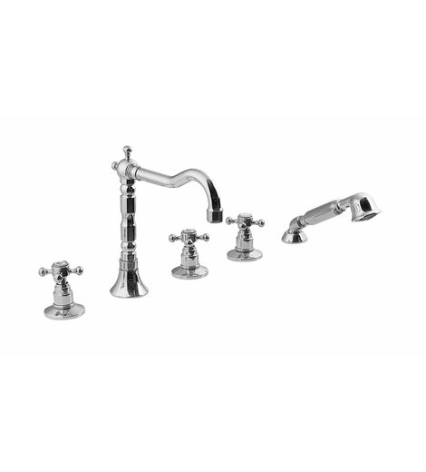 ANTEA pětiprvková baterie na okraj vany s retro hubicí, chrom