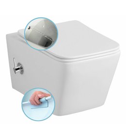 PORTO CLEANWASH závěsná WC mísa Rimless, integrovaná baterie a bidet. sprška, 36x5cm, bílá PZ102RX