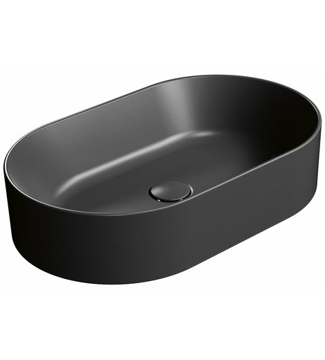 KUBE X keramické umyvadlo na desku, 60x37cm, oválné, černá mat