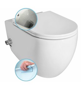 INFINITY CLEANWASH závěsná WC mísa Rimless, integrovaný ventil a bidet. sprška, 36,5x53cm, bílá 10NFS1001I