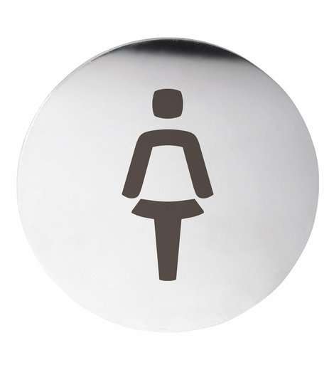 WC dámy označení, Ø 75mm, nerez lesk