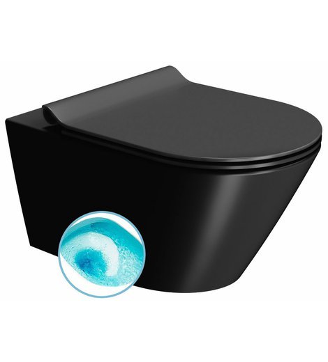 KUBE X závěsná WC mísa, Swirlflush, 36x55cm, černá dual-mat