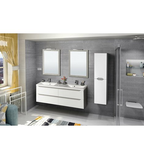 Koupelnový set WAVE 150, bílá/dub stříbrný