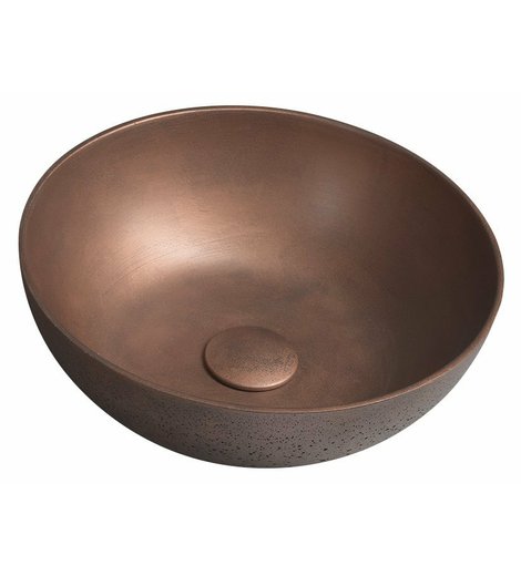 FORMIGO betonové umyvadlo na desku, Ø 39cm, měď mat
