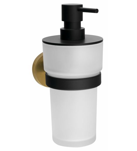 LARISSA dávkovač mýdla 250ml, mléčné sklo, černá/zlato mat