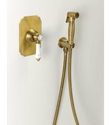Bidetová sprcha retro s hadicí a držákem sprchy s vyústěním, bronz