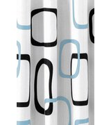 Sprchový závěs 180x200cm, polyester, bílá/černá/modrá