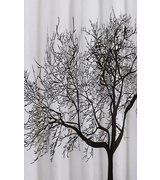 Sprchový závěs 180x200cm, polyester, černá/bílá, strom