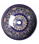 PRIORI keramické umyvadlo, průměr 40,5cm, 15,5cm, fialová s ornamenty
